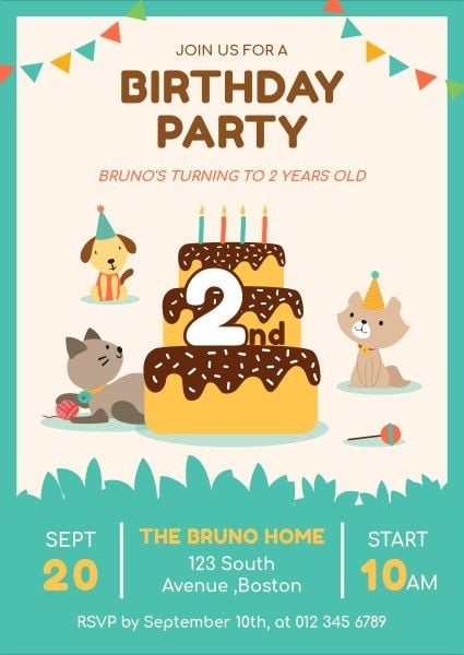 pets, birthdays, parties, Pet Birthday Invitation Template