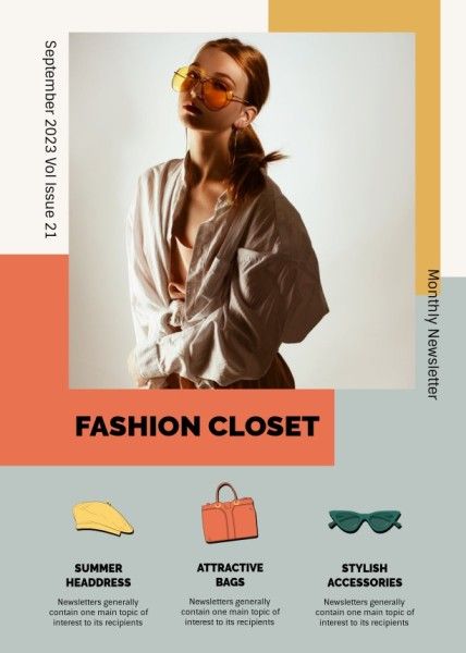 newletter, modern, simple, Green Fashion Closet Newsletter Template